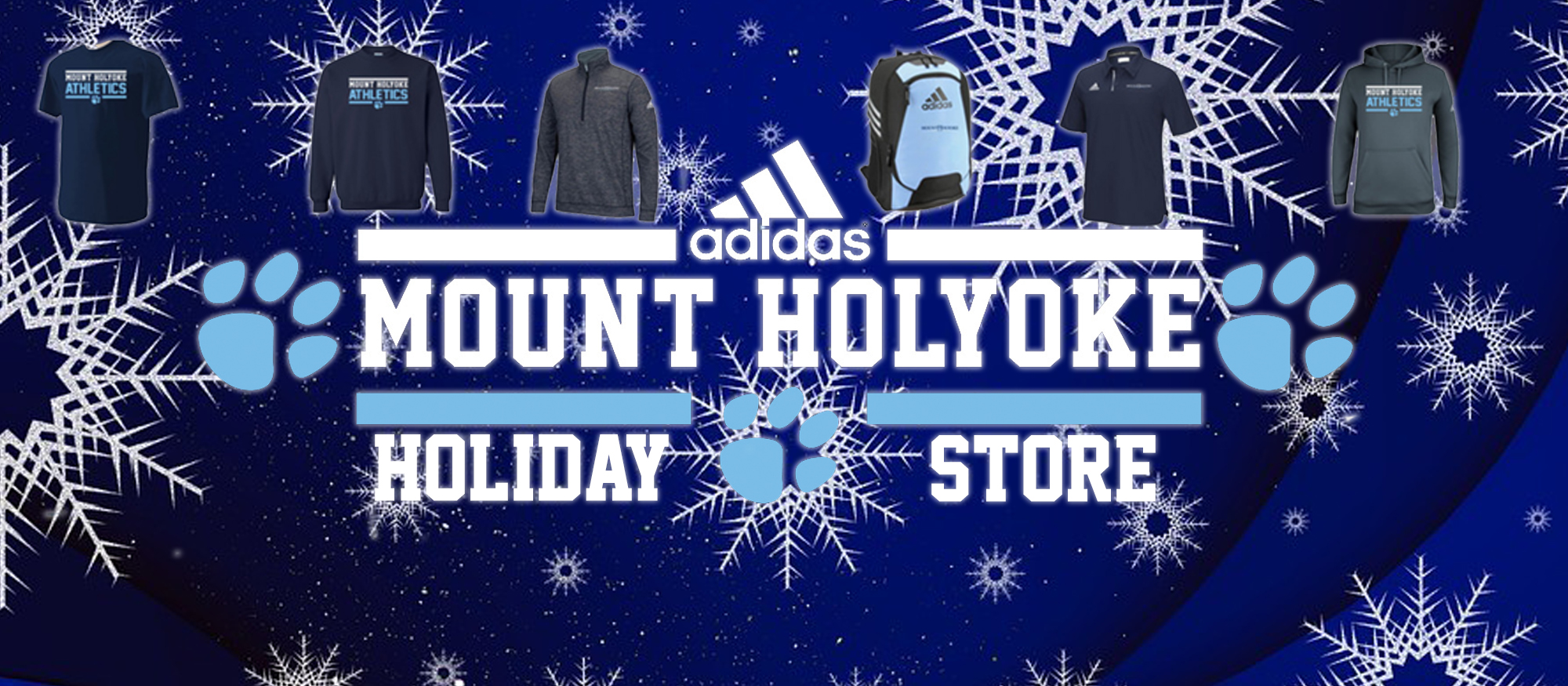 Graphic image for the 2018 Mount Holyoke Athletics Holiday Store, open November 1-13 via Champions Choice.
