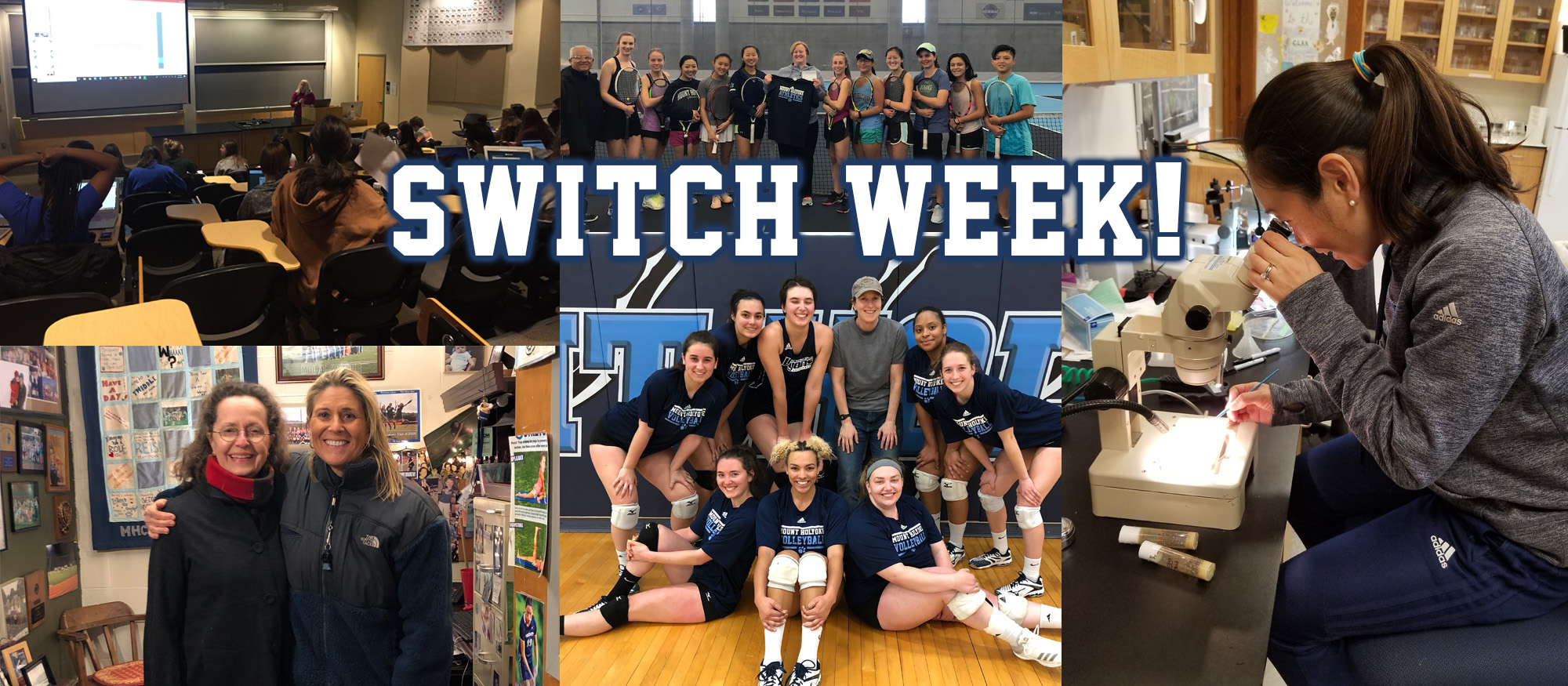 Switch Week graphic showing the coaches and faculty that experienced one another's practices and classes throughout the week of April 1-7.
