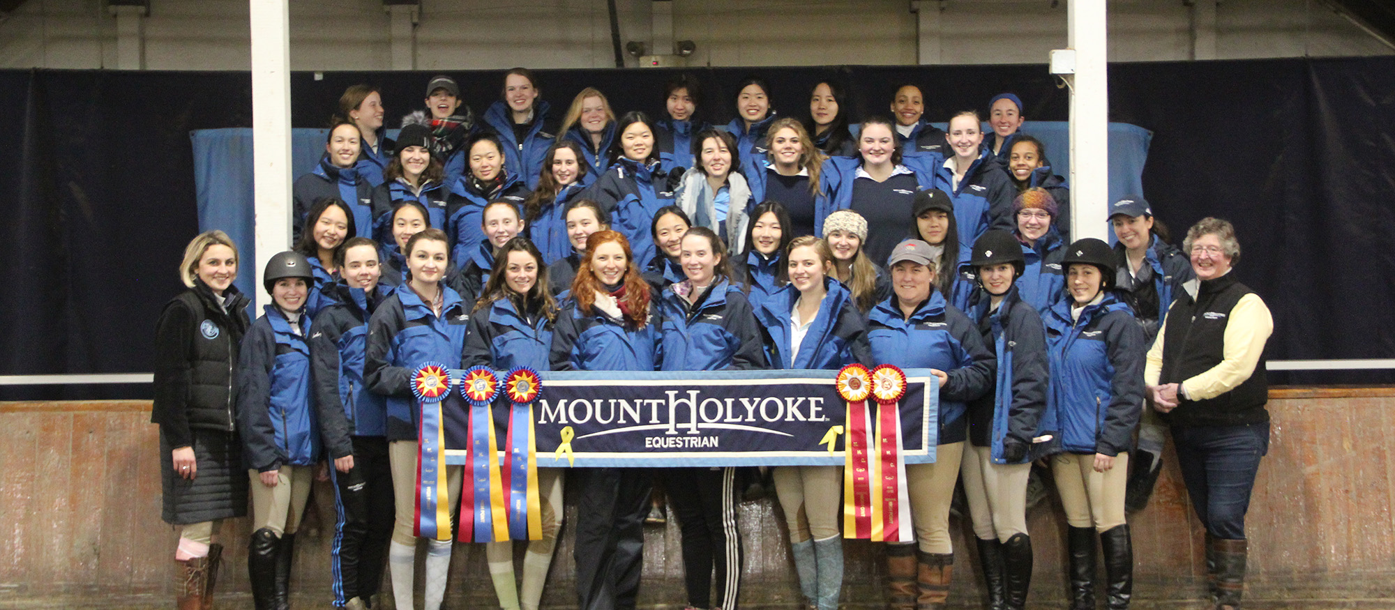 Group photo of the Lyons Equestrian Team following their victory at home on March 3, 2018.
