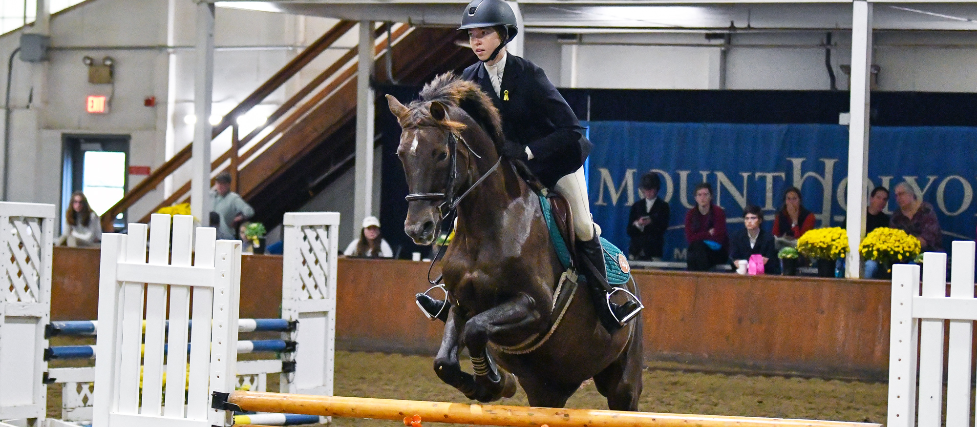 Emmie Mirarchi finished second in Team Intermediate Equitation Over Fences class on May 5, 2023 at IHSA Nationals in Lexington, Ky. Mirarchi has scored 16 of Mount Holyoke's 28 points through two days, leading the Lyons into third place among 16 teams. (RJB Sports file photo)