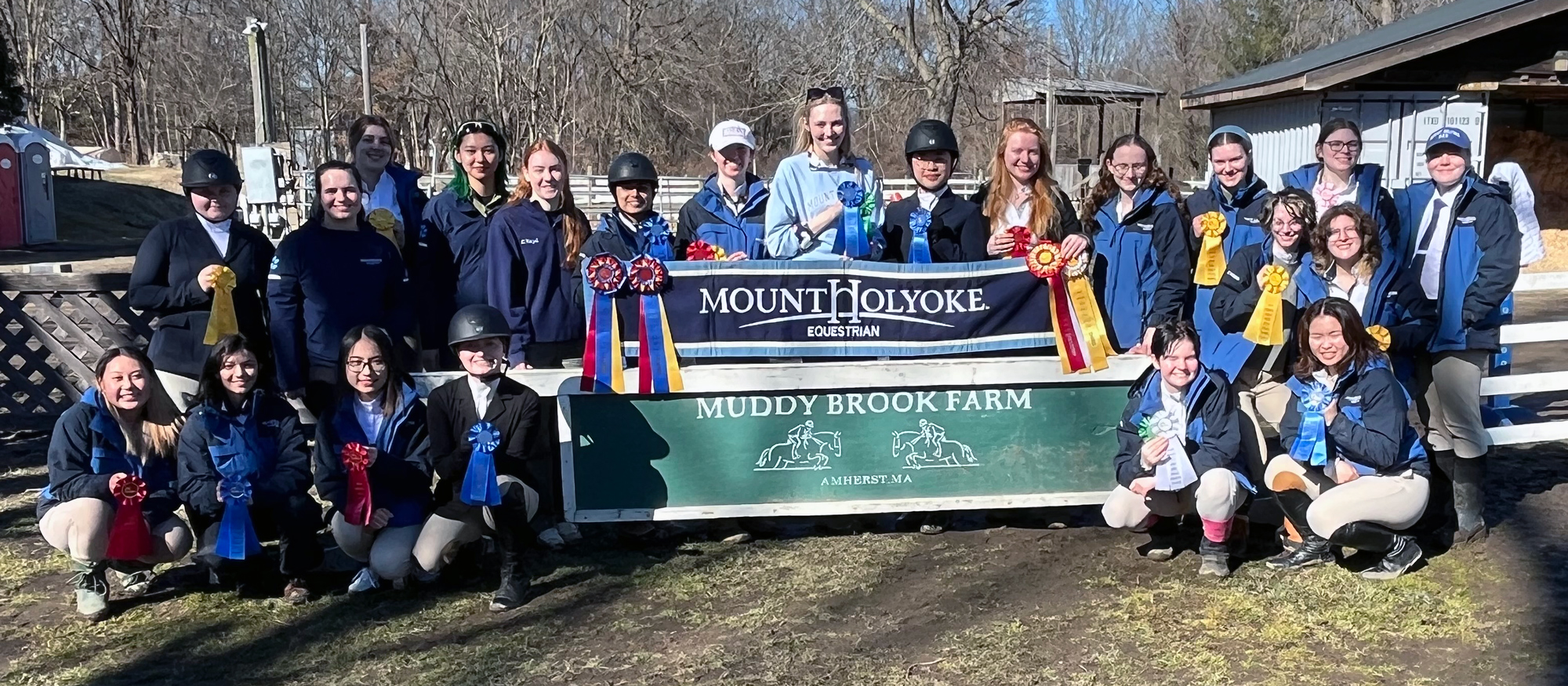 The Mount Holyoke College equestrian team took third place among eight teams at the UMass-Amherst Show held Sunday, March 3, 2024 at Muddy Brook Farm in Amherst.