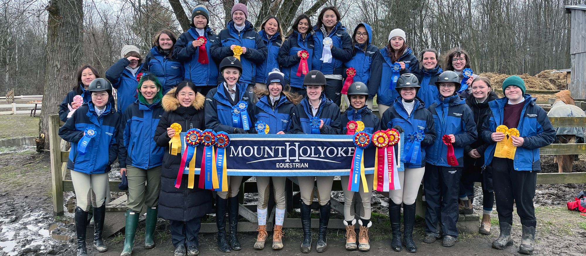 Mount Holyoke took first place among nine teams at the UMass-Amherst Show on March 10, 2024 at Muddy Brook Farm.