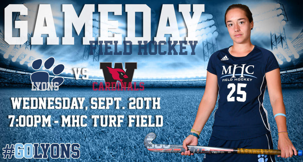 Photo promoting field hockey's home game on Wednesday, September 20, 2017 against Wesleyan at 7pm on the turf field.