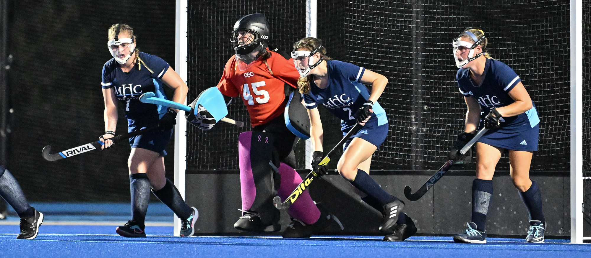 Mount Holyoke's defense limited Clark University to six shots in a 1-0 overtime loss at home on Sept. 30, 2023. (RJB Sports file photo)