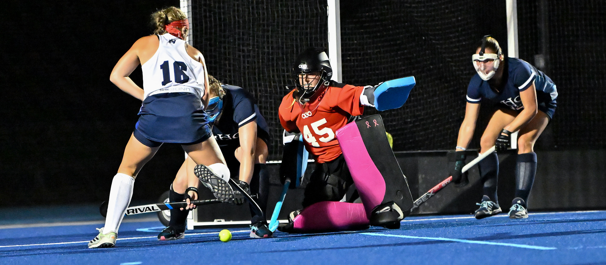 Rachel Katzenberg had a career-high 25 saves in Mount Holyoke's loss to No. 2 Babson on Oct. 28, 2023. (RJB Sports file photo)