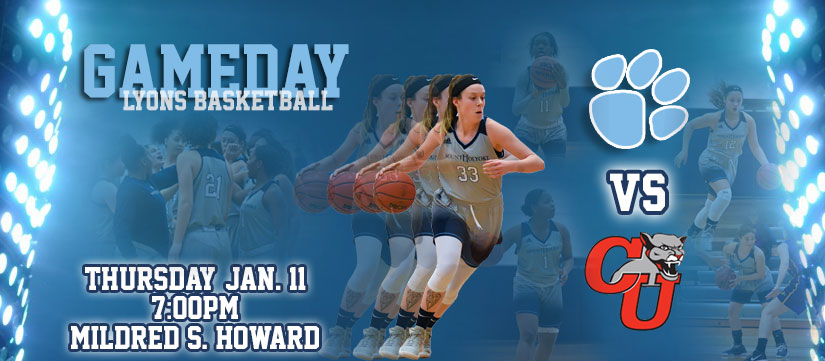Gameday Central graphic for the basketball contest against Clark University on Thursday night.