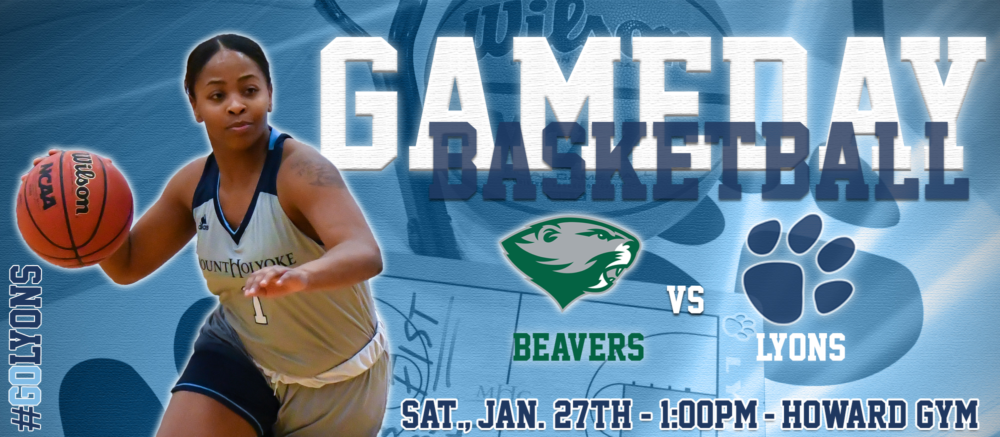 Gameday Central graphic for Mount Holyoke vs. Babson on 1/27/2018.