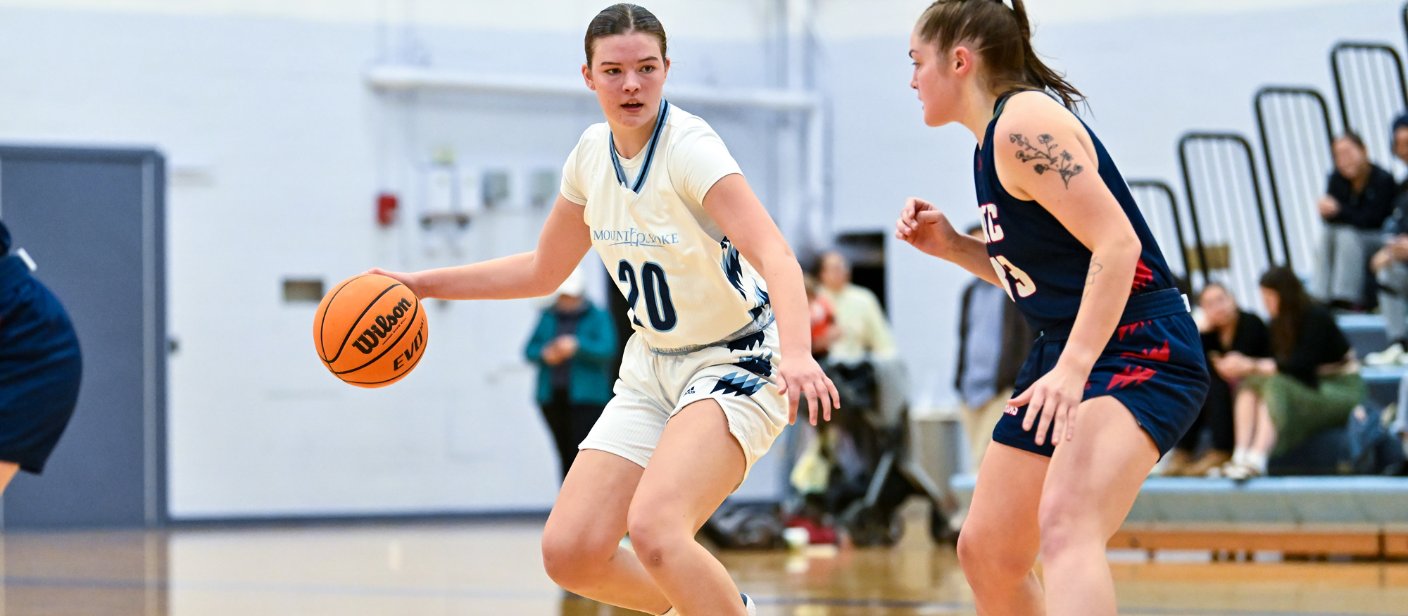 Emma Goff had her first career double-double with 12 points and 14 rebounds at Elms College on Nov. 28, 2023. (RJB Sports file photo)