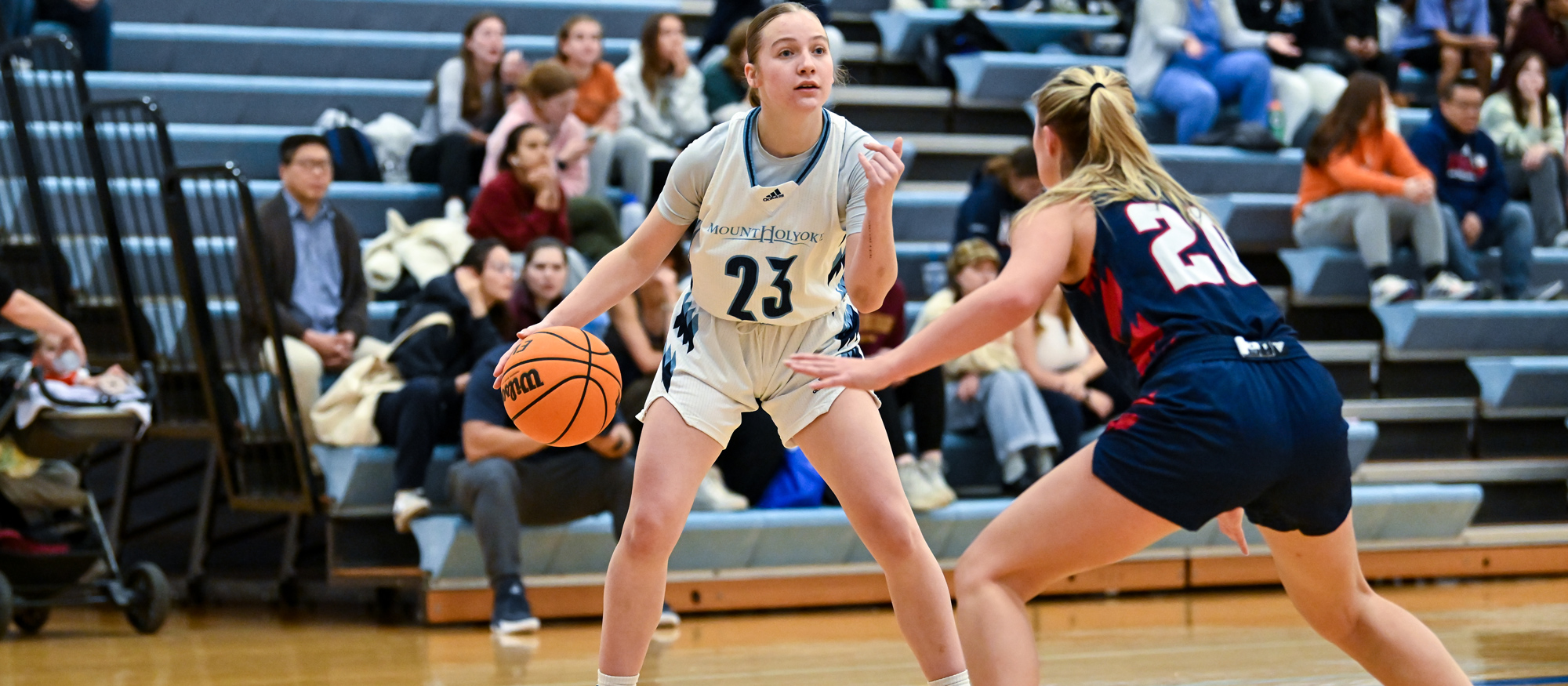 Hannah Goen had eight points, three rebounds and two assists in Mount Holyoke's 58-50 win over Lesley University on Jan. 9, 2024. (RJB Sports file photo)