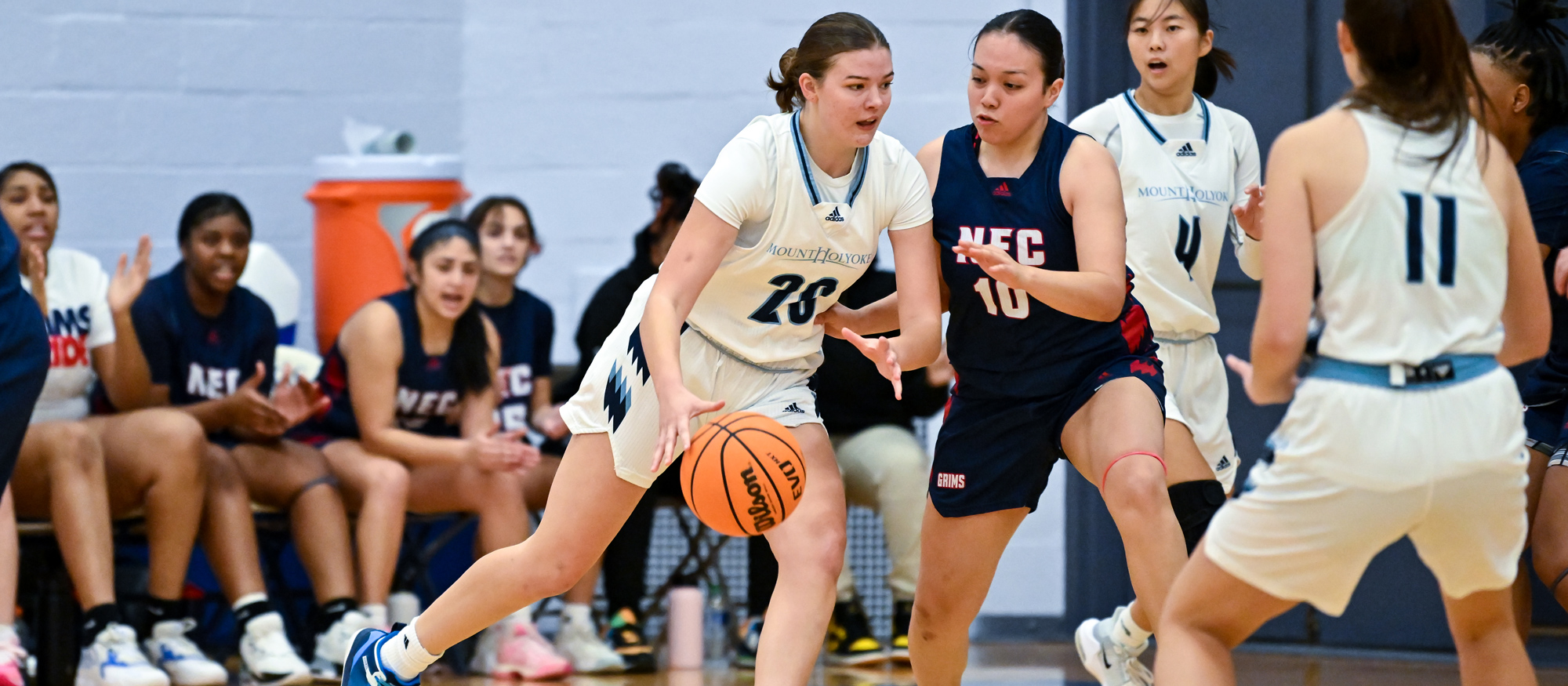 Emma Goff led Mount Holyoke with eight points and a game-high nine rebounds and three steals against WPI on Jan. 24, 2024. (RJB Sports file photo)