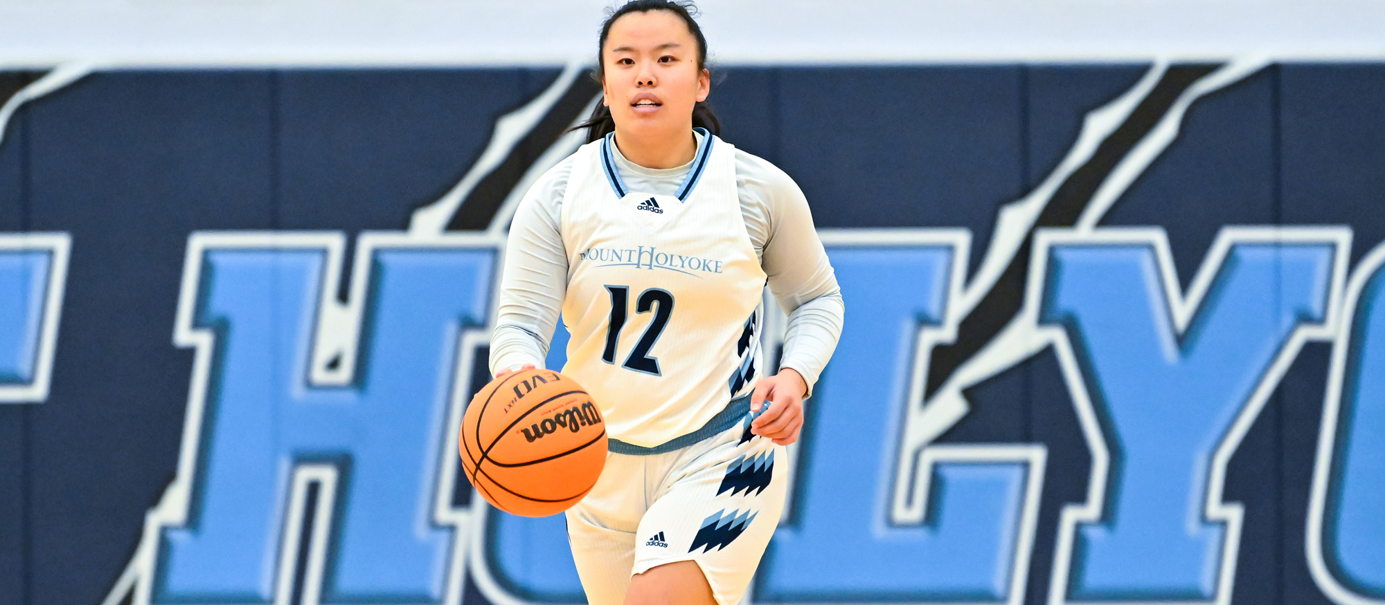 Libby Harris led Mount Holyoke with eight points in the Lyons' loss at Emerson on Feb. 3, 2024. (RJB Sports file photo)