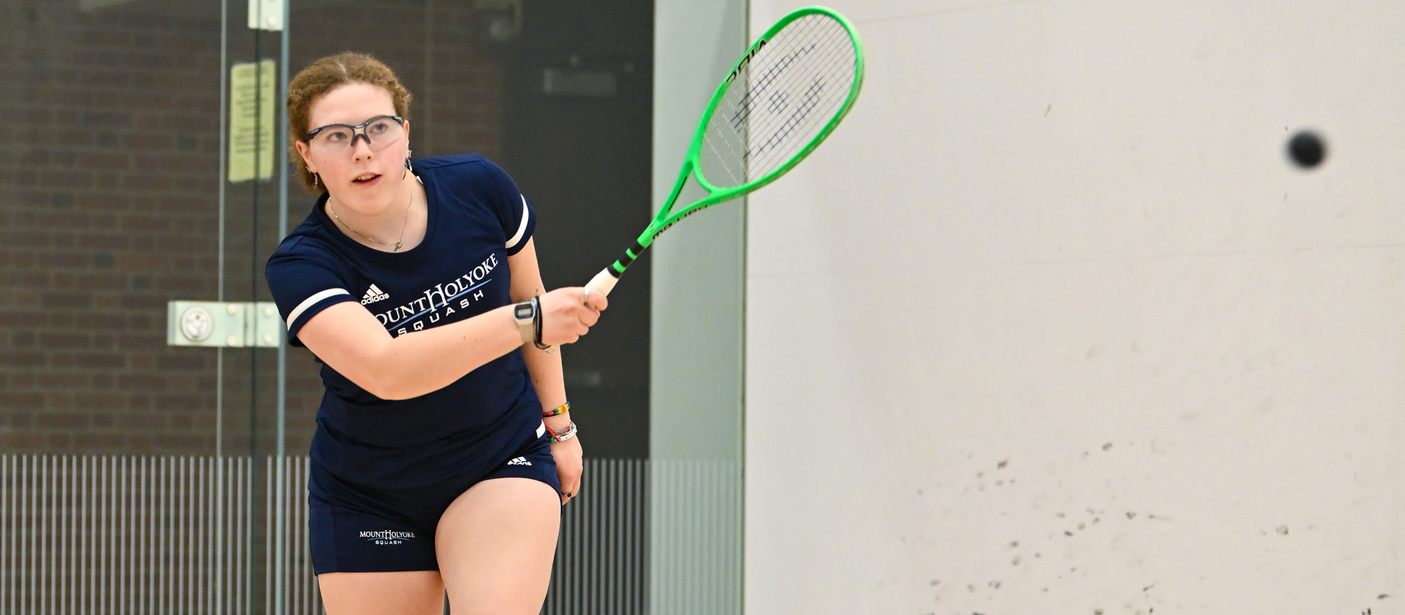 Lauren McCormick won in straight sets at the No. 7 position for Mount Holyoke in an 8-0 win over Bard in the Liberty League Tournament on Feb. 11, 2024. (RJB Sports file photo)