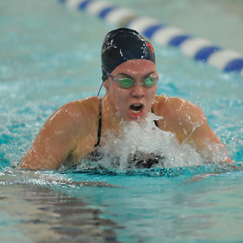 Swimming & Diving Finishes 5th at NEWMAC's; Pruden Named Rookie of the Year