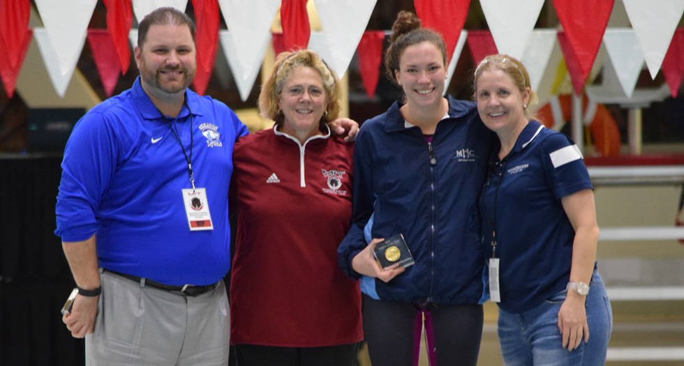Swimming & Diving Finishes 9th at NEWMACs; Pruden Named Swimmer of the Year