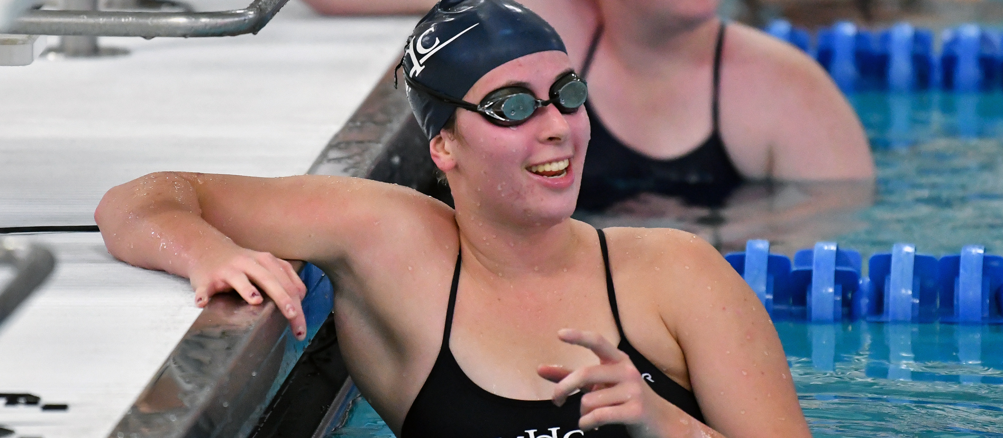 Evelyn Bushway won both the 1,000-yard freestyle and the 200-yard breaststroke in Mount Holyoke's dual meet at Western New England University on Jan. 27, 2023. (RJB Sports file photo)