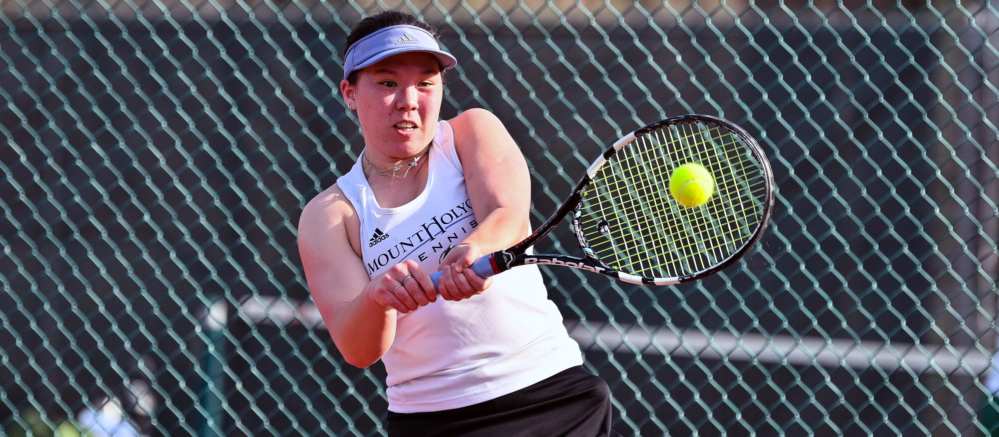 Annika Chai went 2-0 with wins at No. 1 singles and No. 1 doubles in Mount Holyoke's 7-2 win over Hartwick on Sept. 16, 2023. (RJB Sports file photo)