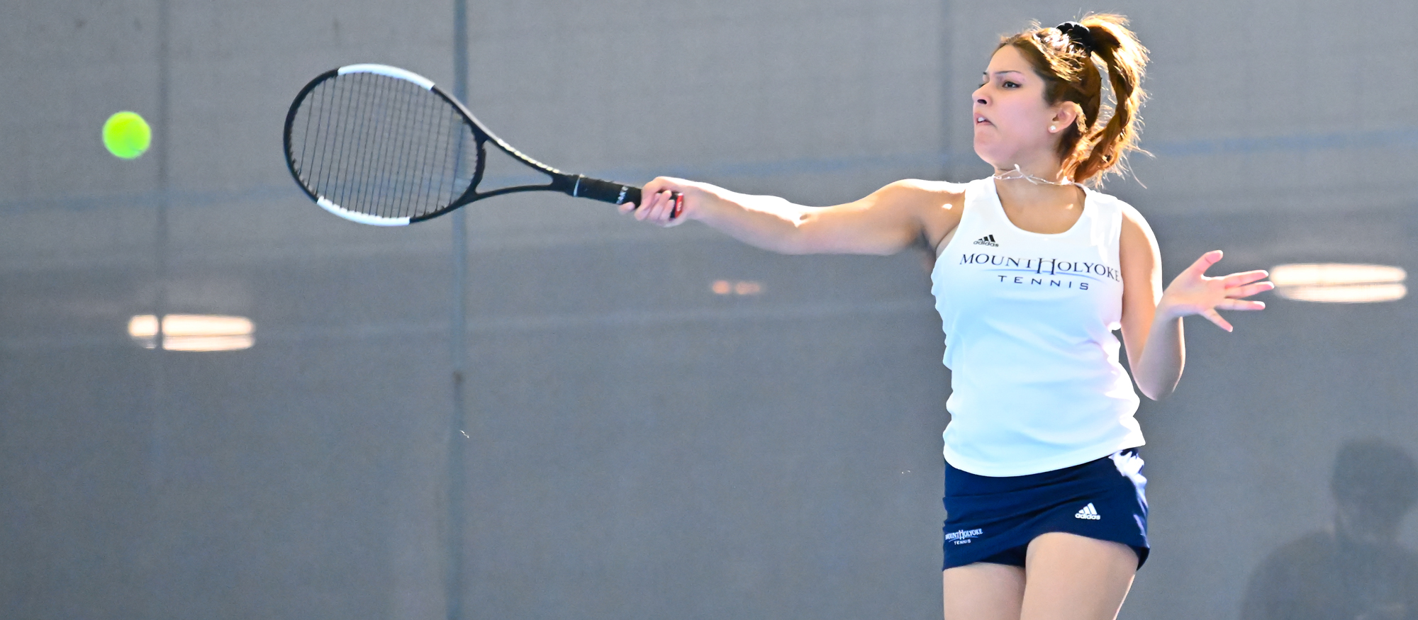 Kirat Kaur won at No. 1 doubles and No. 2 singles as Mount Holyoke defeated Springfield College 5-4 in a NEWMAC match on March 23, 2024. (RJB Sports file photo)