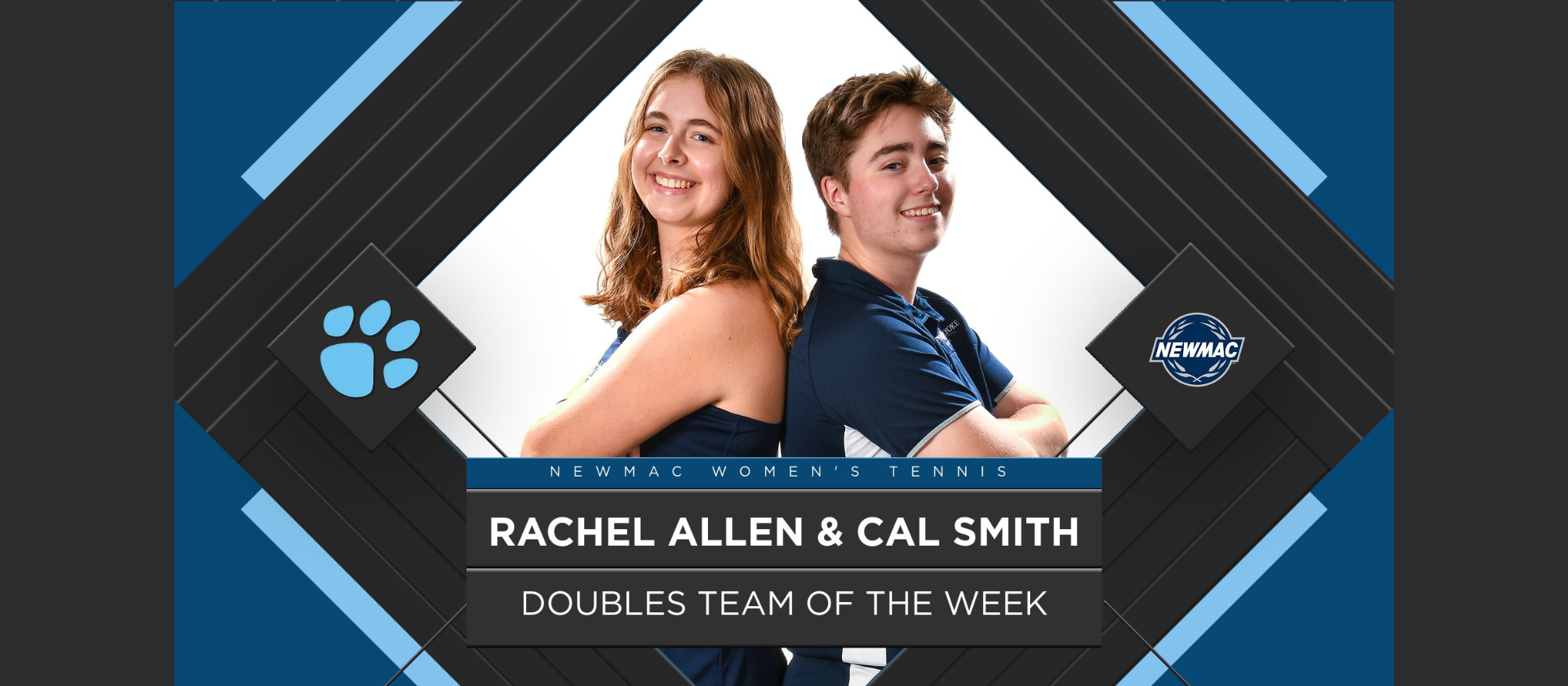 Cal Smith and Rachel Allen receive NEWMAC Doubles Team of the Week honors