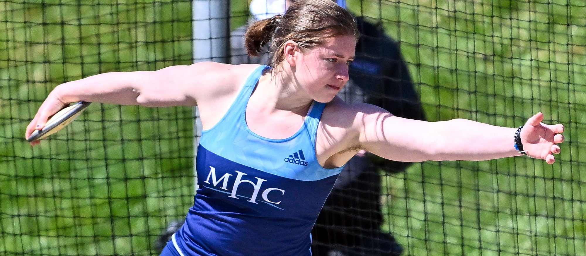 Emma Doyle placed in the top four in both the shot put and discus throw at the Amherst Spring Fling on April 8, 2023. (Bob Blanchard/RJB Sports)