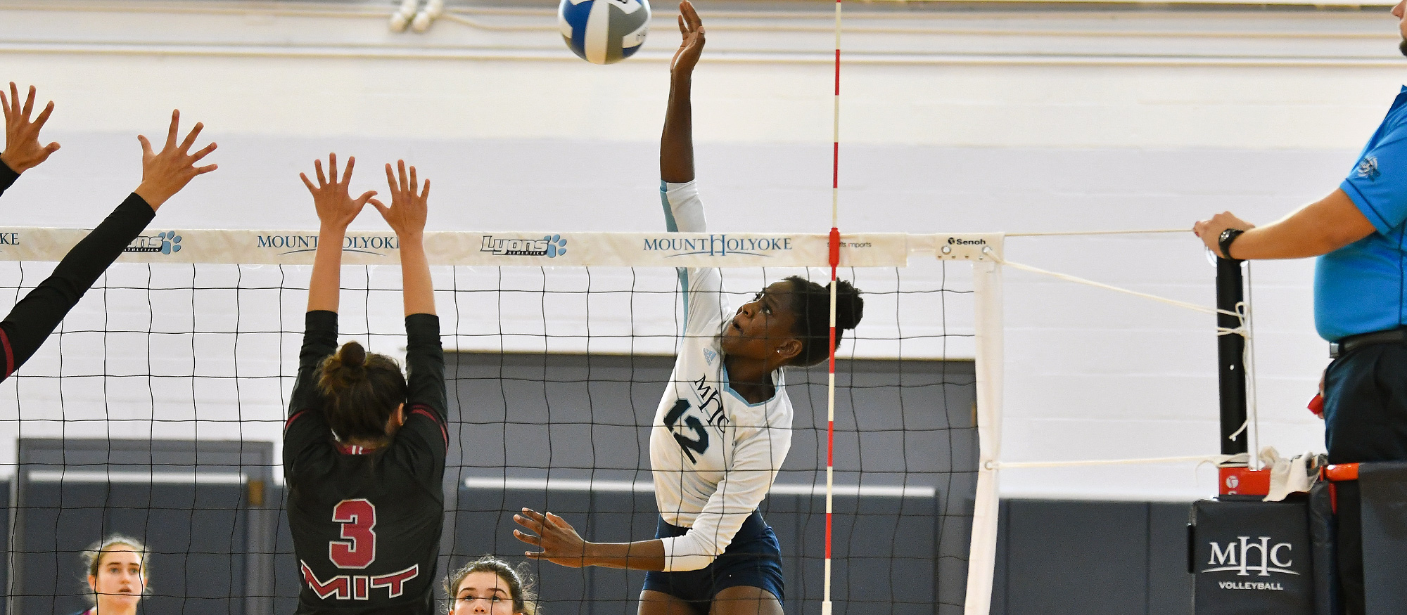 Marion Abeja had 16 kills combined in a pair of 3-0 victories for Mount Holyoke over Framingham State and Fitchburg State on Oct. 15, 2022. (RJB Sports file photo)