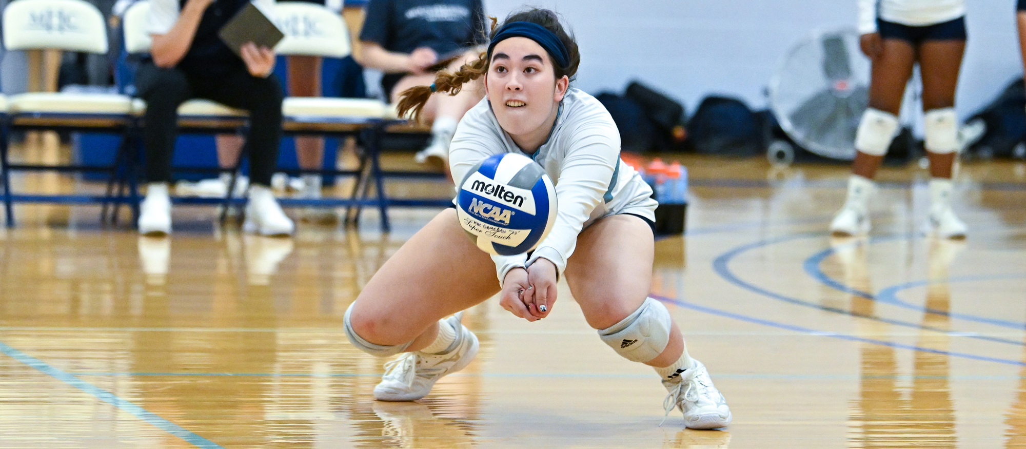 Amelia Ringor had a team-high 24 digs in Mount Holyoke's 3-1 loss against Springfield College on Oct. 14, 2023. (RJB Sports file photo)