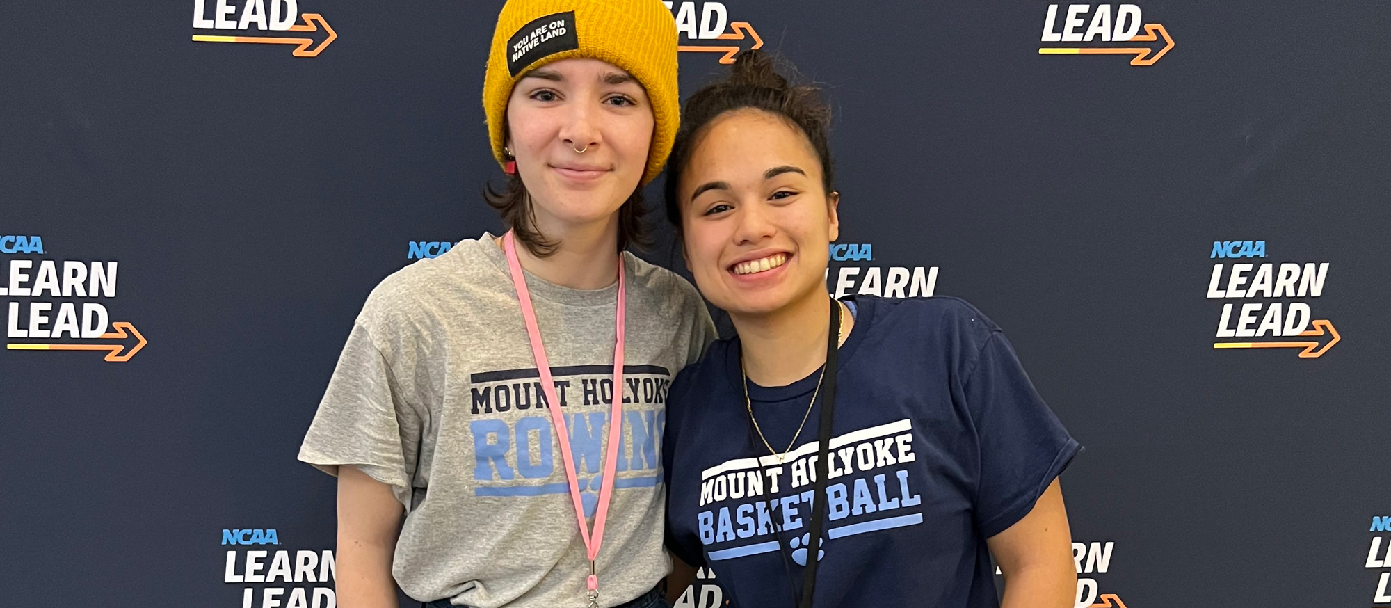 Tobin Mayo-Kiely (left) and Marley Berano represented Mount Holyoke Athletics at the NCAA Student-Athlete Leadership Forum held April 14-16 in Baltimore. (NCAA Photo)
