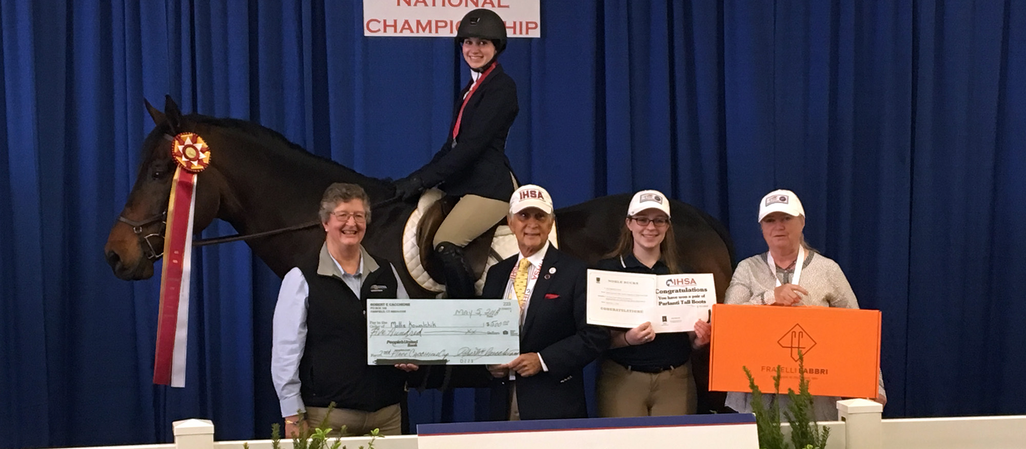 Photo of Lyons senior riding captain Mollie Kowalchik after she earned Reserve Champion honors in the 2018 USEF/Cacchione Cup. She also earned the highest score in the Fences phase of the competition.