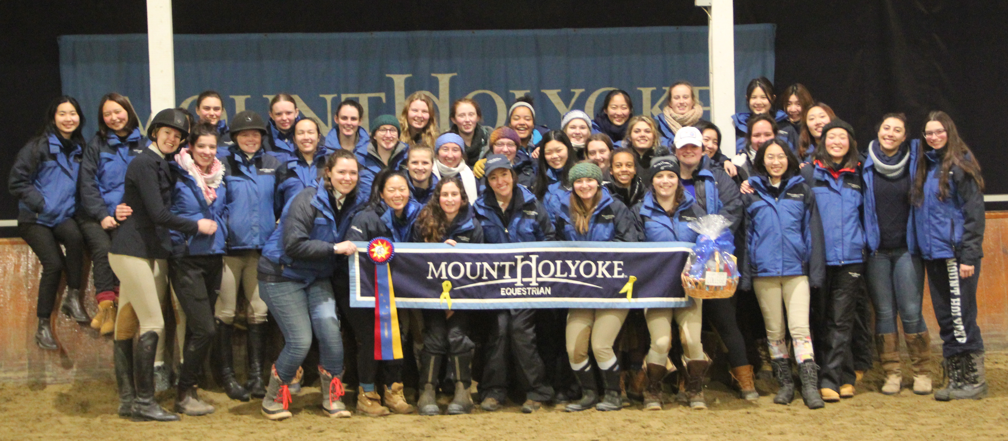 Photo of the MHC Riding team following their win on Mar. 2, 2019 at their home show.