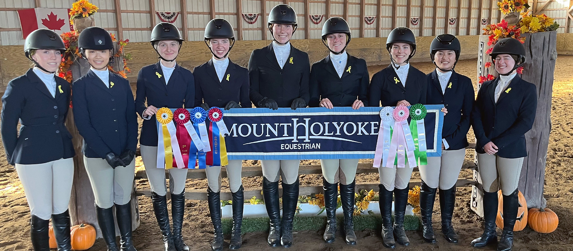 Nine members of the Mount Holyoke equestrian team competed competed in and finished seventh at the Pre-Season Tournament of Champions, hosted by the University of Michigan on Oct. 1, 2022.