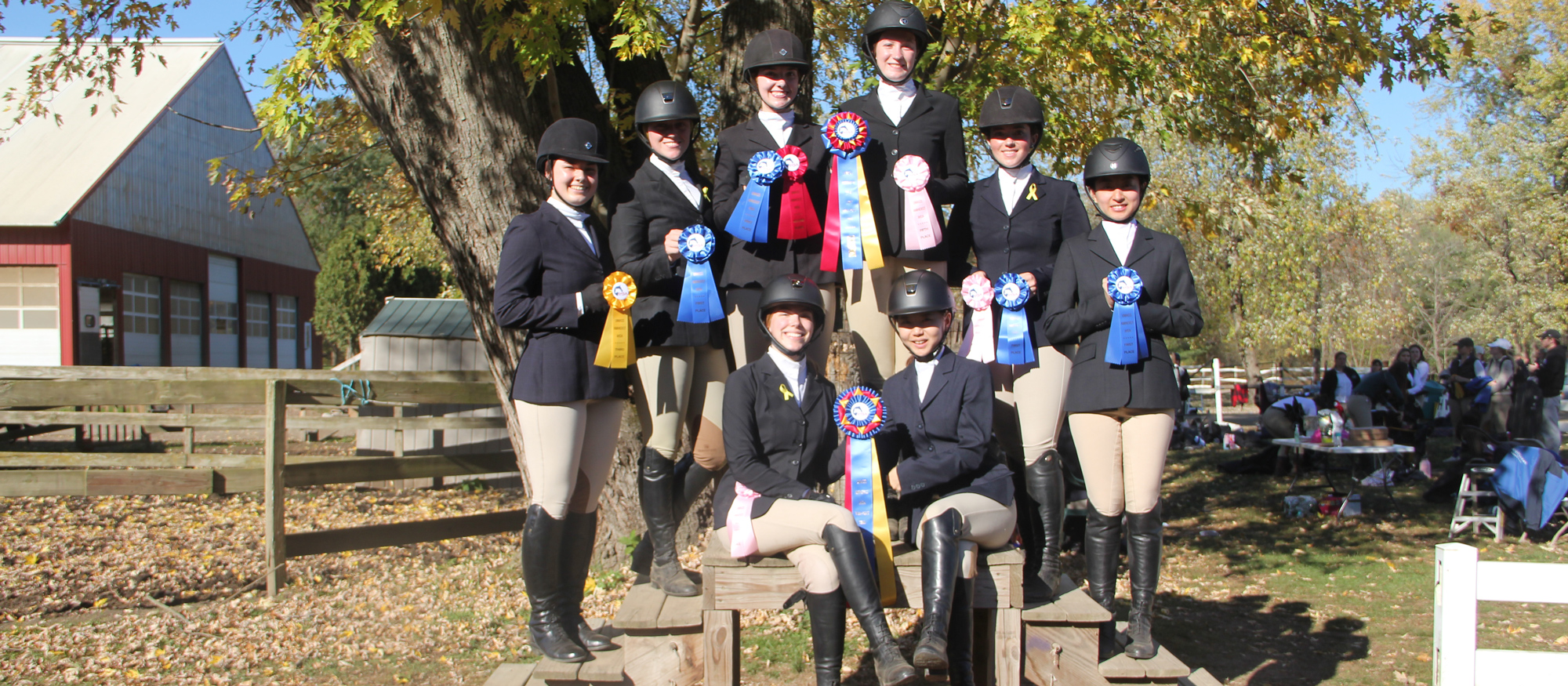 Mount Holyoke equestrian team seniors who showed at the UMass Amherst Show on Oct. 22, 2022 at Muddy Brook Farm in Amherst.