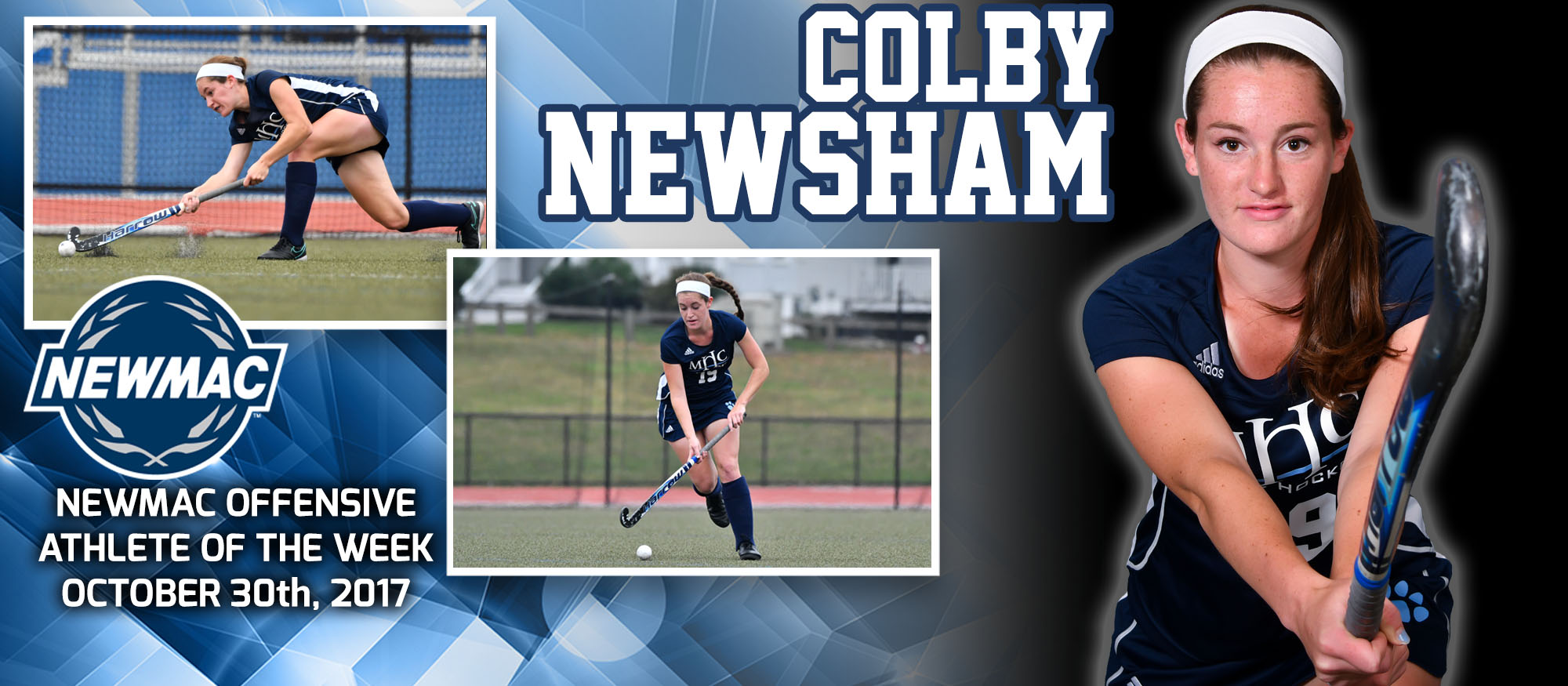 Photo of Colby Newsham who was named the NEWMAC Offensive Athlete of the Week for October 30th