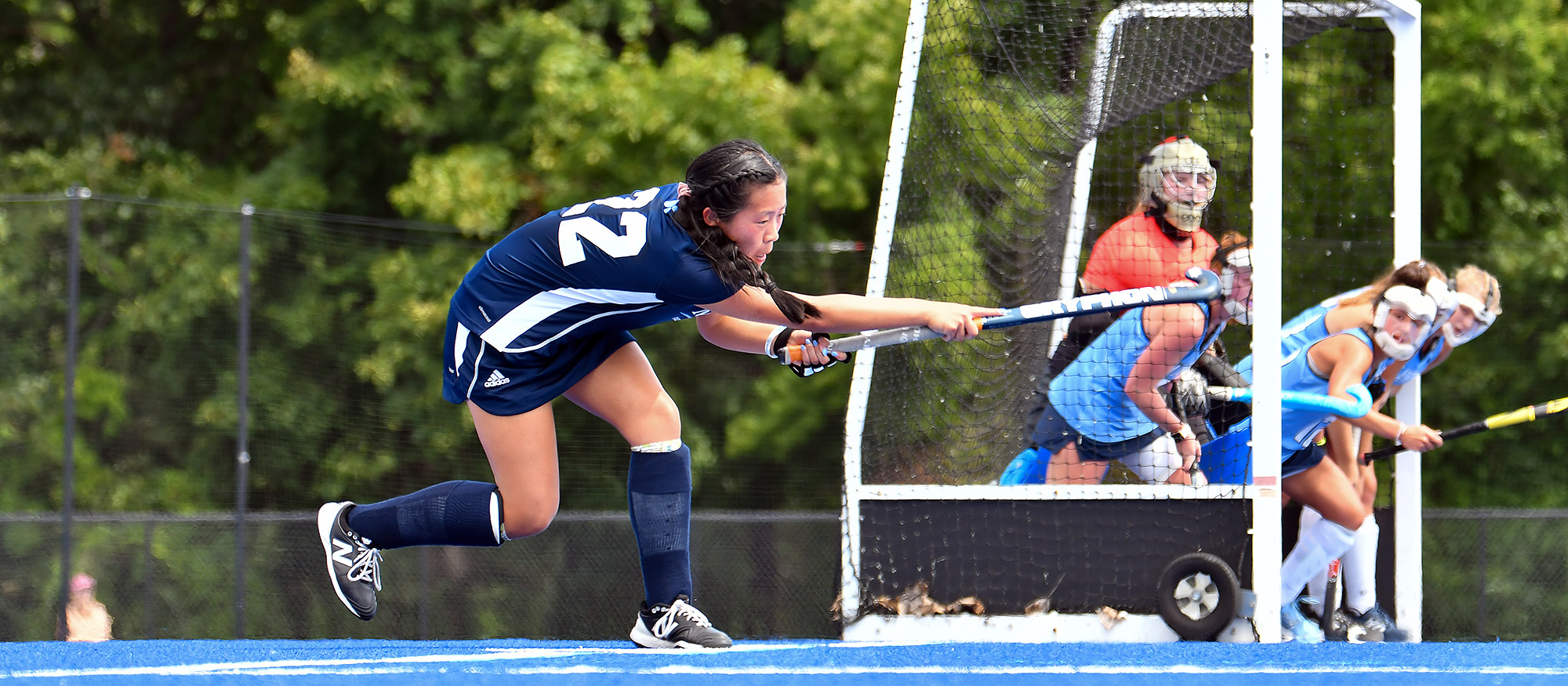 Anna Induni scored her team-high ninth goal of the season in Mount Holyoke's 2-1 win at Wheaton College on Oct. 29, 2022. (RJB Sports file photo)