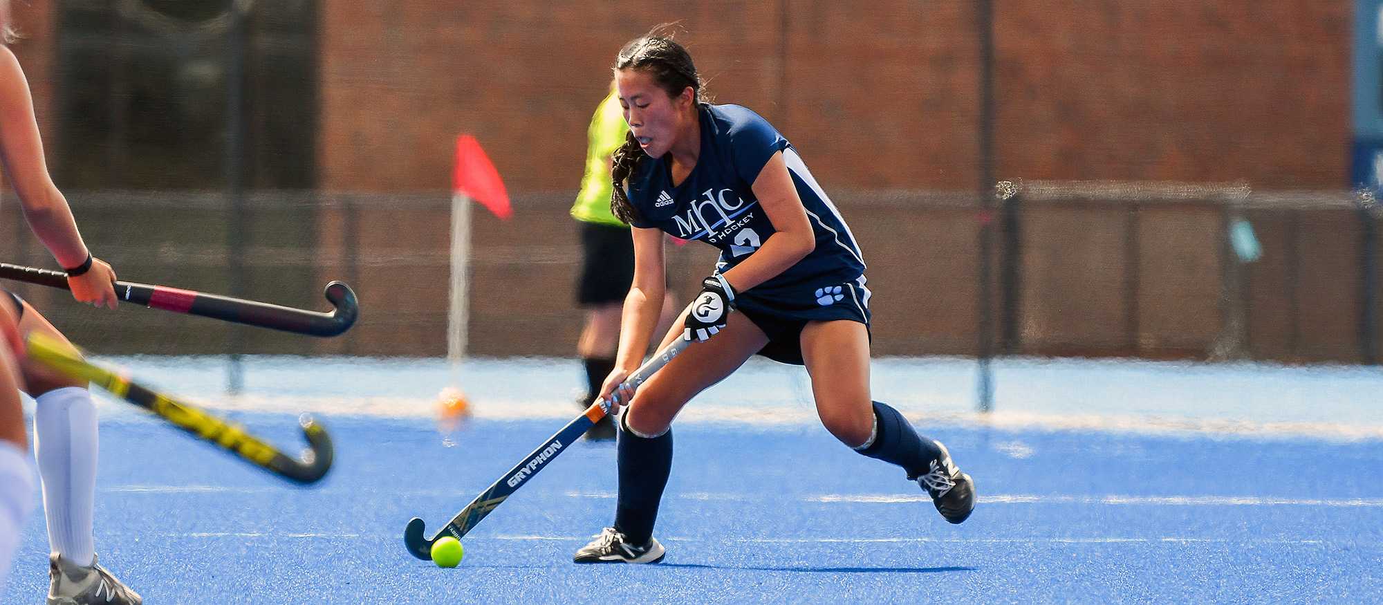 Anna Induni had her third multi-goal game of the season with two goals in Mount Holyoke's 5-0 win at Nichols College on Oct. 25, 2022. (RJB Sports file photo)