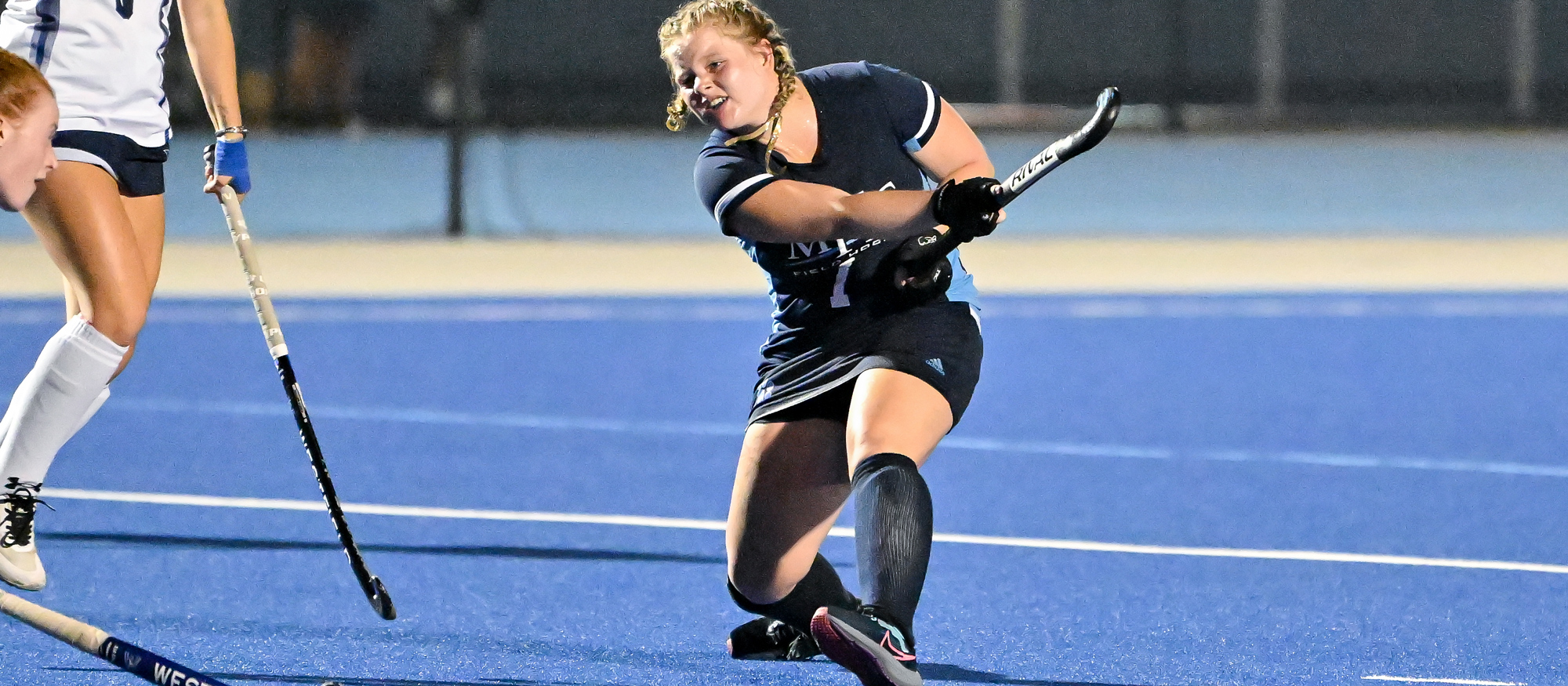 Linnea Alsted scored her first and second collegiate goals in Mount Holyoke's 4-1 win over Regis on Sept. 28, 2023. (RJB Sports file photo)