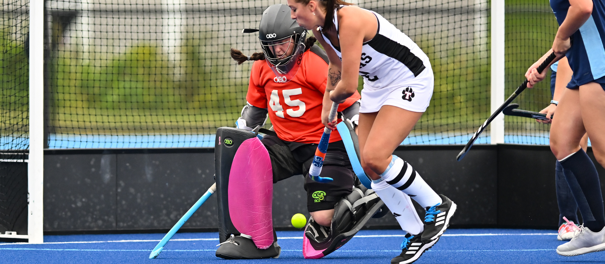 Rachel Katzenberg made 15 saves in Mount Holyoke's 2-0 loss at Wheaton on Oct. 26, 2024. (RJB Sports file photo)