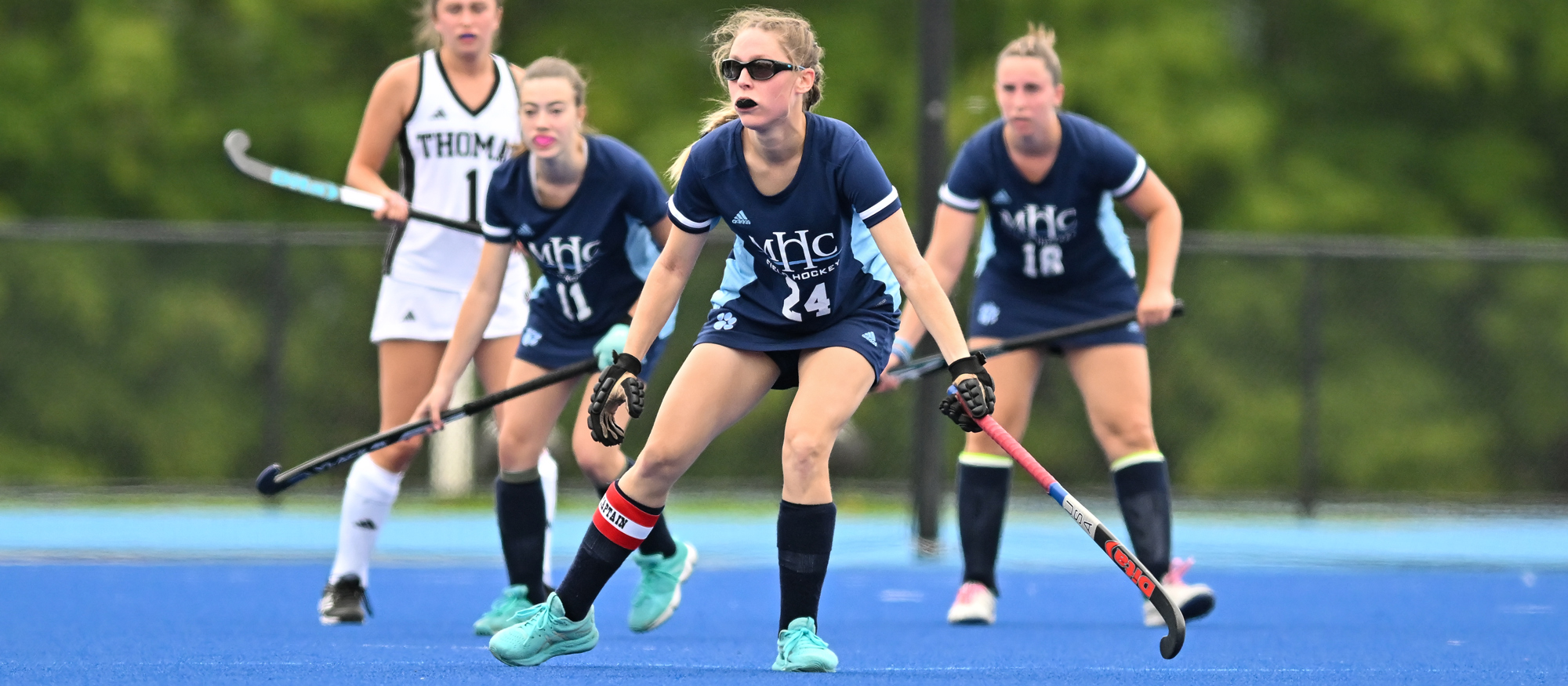 Jayonna Montigny tied Mount Holyoke's team record for assists in a game with four in the Lyons' 5-0 victory over UMaine-Farmington on Sept. 7, 2024. (RJB Sports file photo)