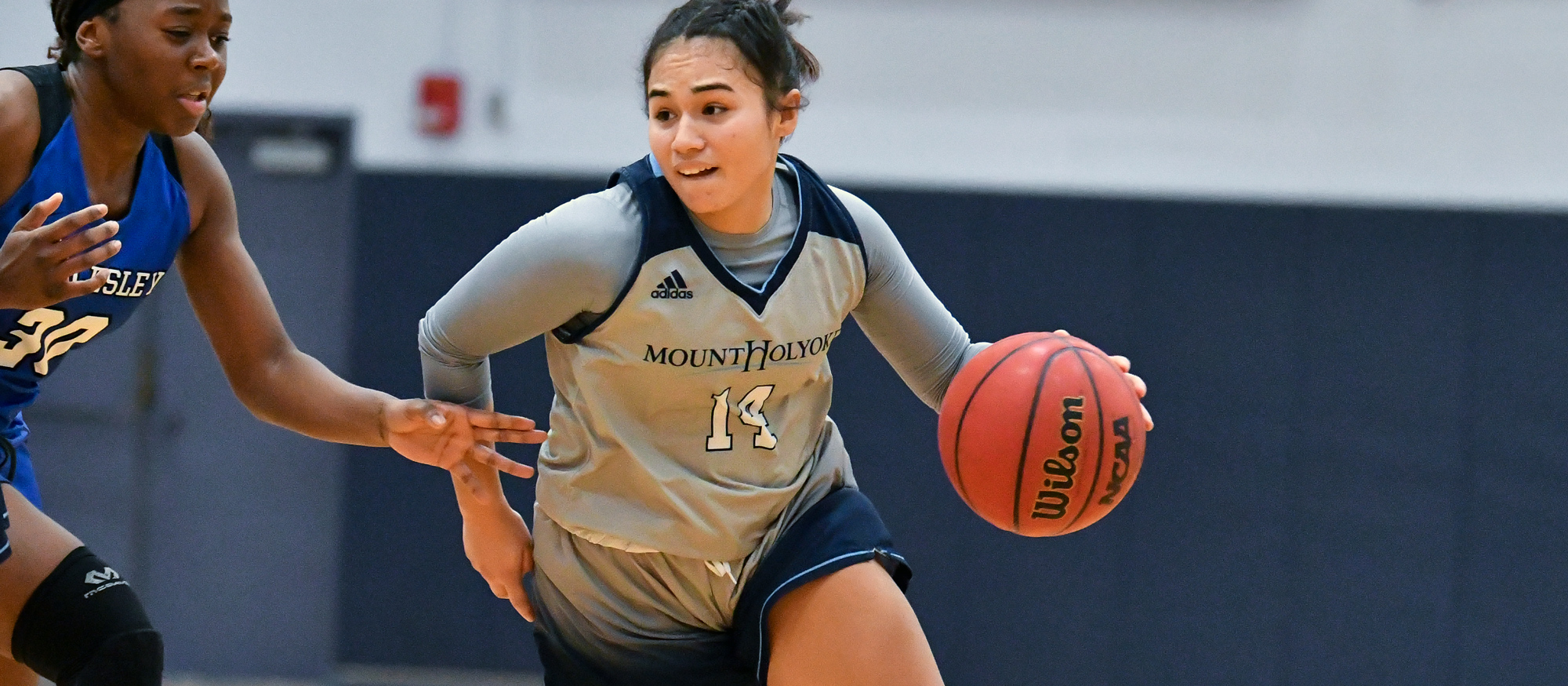 Marley Berano assisted on three Mount Holyoke 3-pointers in a row during the second quarter, and finished with 16 points in the Lyons' 51-43 win over Dean College on Nov. 19, 2022. (RJB Sports file photo)