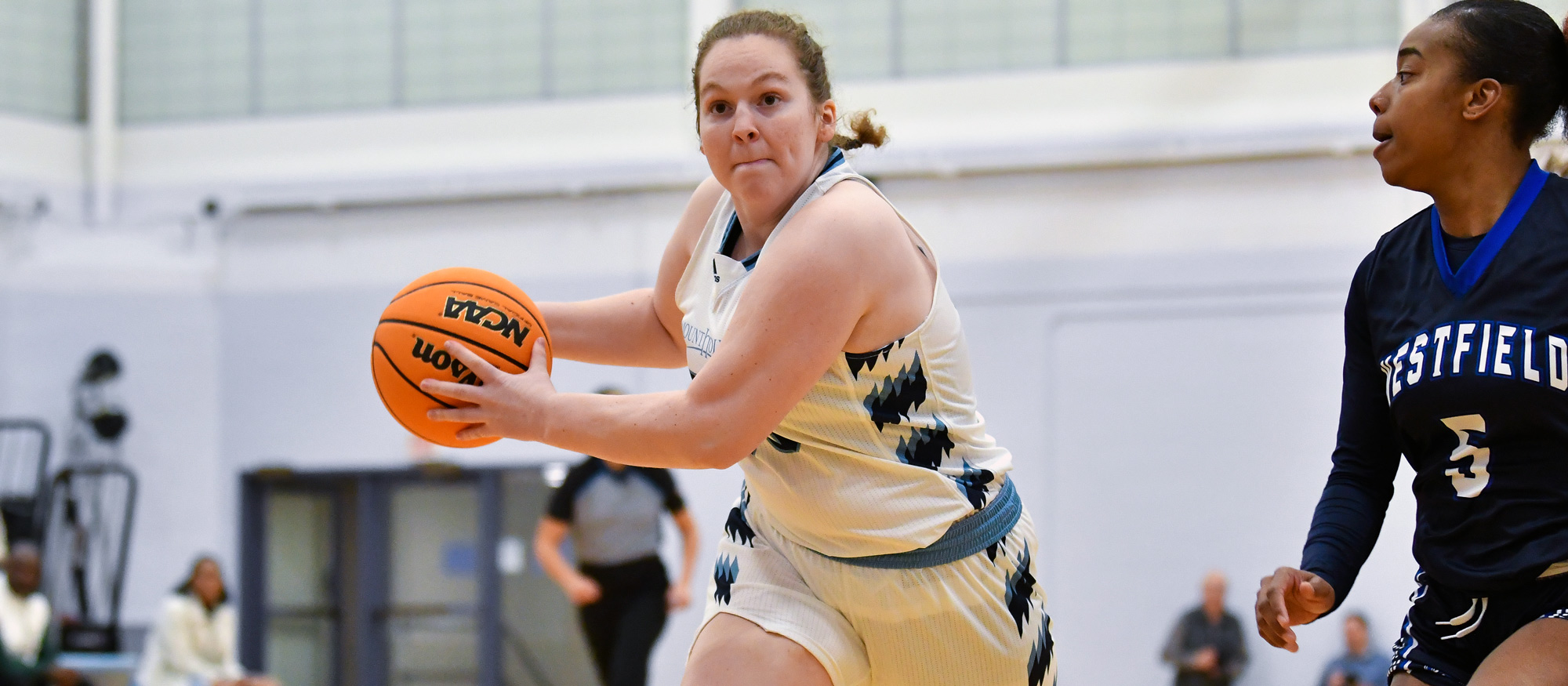 Emily Mock scored five points on perfect shooting from off the bench in Mount Holyoke's loss to Adrian College on Dec. 29, 2022 in Puerto Rico. (RJB Sports file photo)