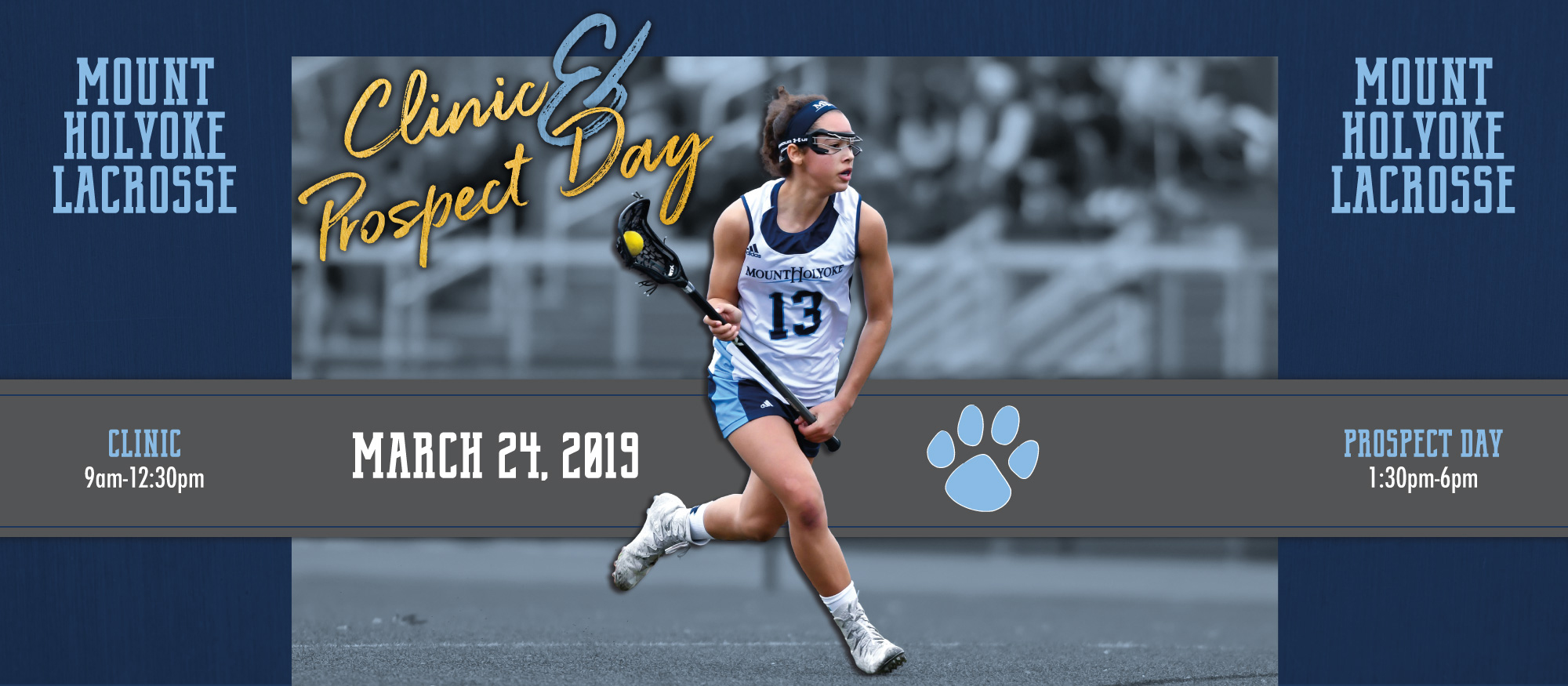 Image promoting the MHC Lacrosse Clinic & Prospect Day on Sunday, March 24, 2019.