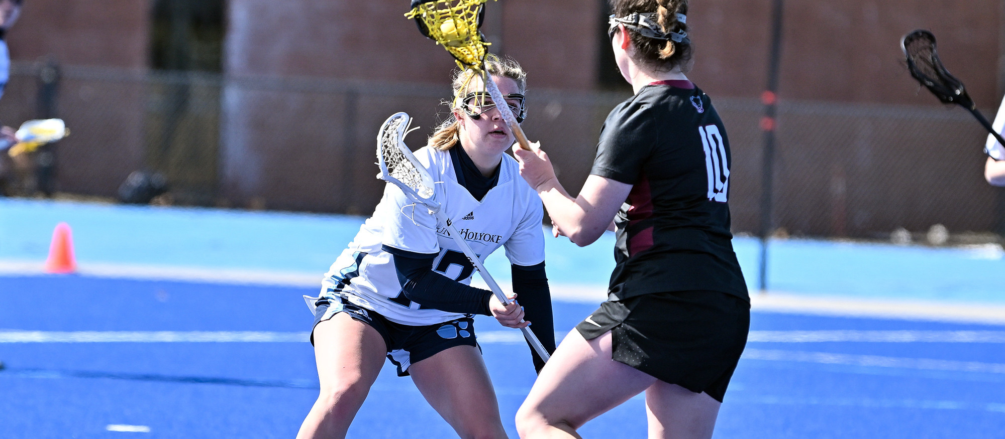 Taylor Dunn had five ground balls and two caused turnovers in Mount Holyoke's 15-4 loss at Emerson on March 25, 2023. (RJB Sports file photo)
