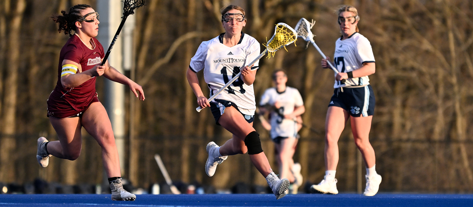 Emi Bisson scored a game-high four goals in Mount Holyoke's 18-8 loss to Smith on April 12, 2023. (RJB Sports file photo)