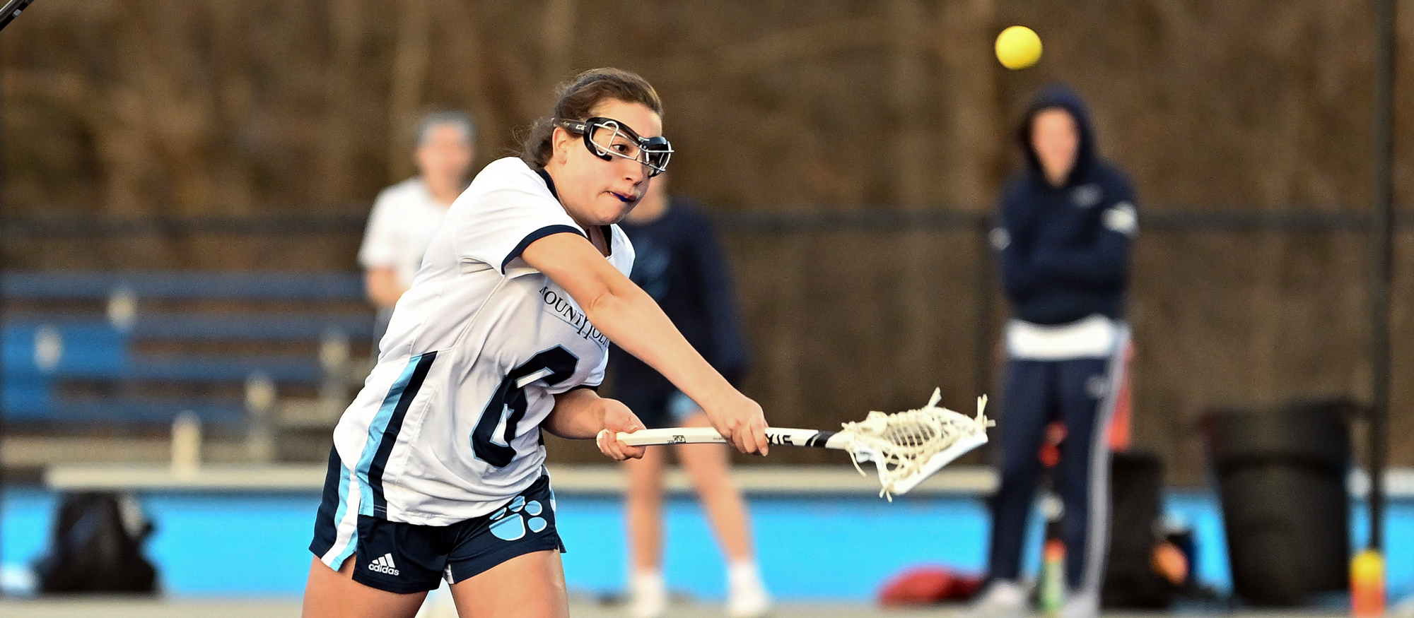 Marielle Welch netted her first goal of the season on Mount Holyoke's game at Nichols on Feb. 28, 2024. (RJB Sports file photo)