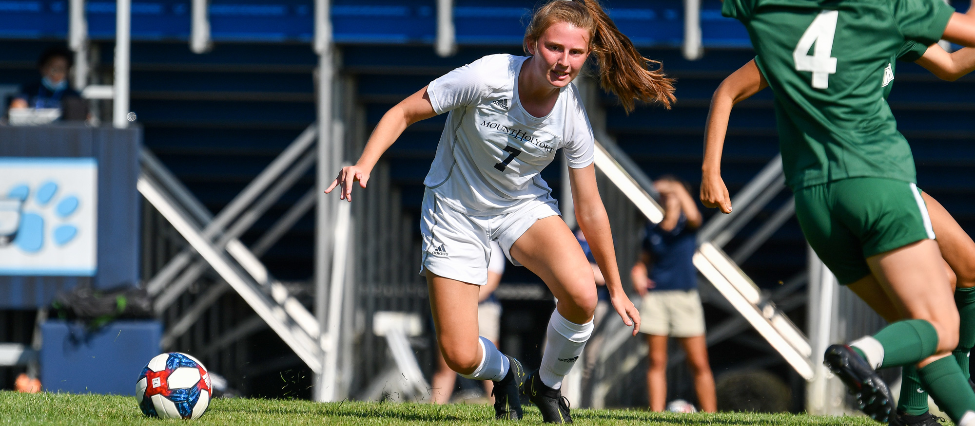 Hannah Keochakian scored three goals, all in the second half, as Mount Holyoke tied Nichols College 4-4 on Oct. 17, 2022. (RJB Sports file photo)