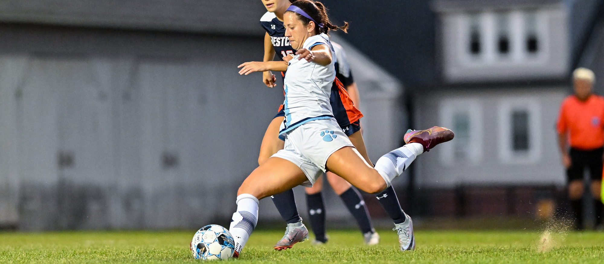 Anna Kennedy scored her second goal of the season in Mount Holyoke's NEWMAC game at Salve Regina University on Oct. 5, 2024. (RJB Sports file photo)