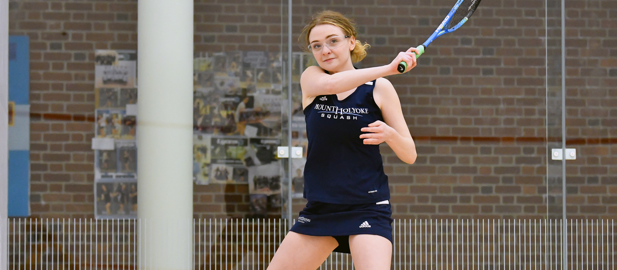 Paige Gershuny won 3-2 at the No. 8 position to score Mount Holyoke's point in an 8-1 loss to Haverford at CSA Team Nationals on Feb. 18, 2023. (RJB Sports file photo)
