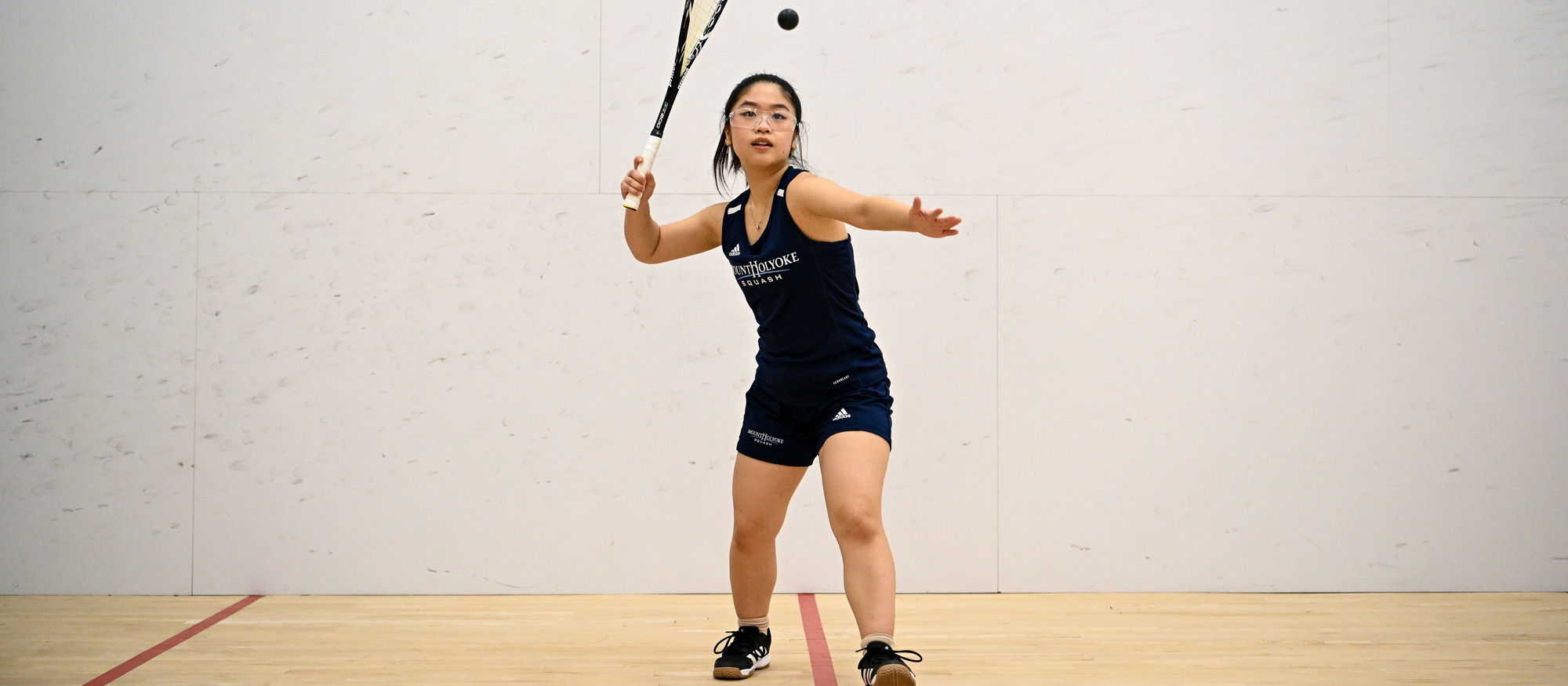 Tina Mei won 3-0 at the No. 2 position for Mount Holyoke as the Lyons won 9-0 at Smith College on Nov. 11, 2023. (RJB Sports file photo)