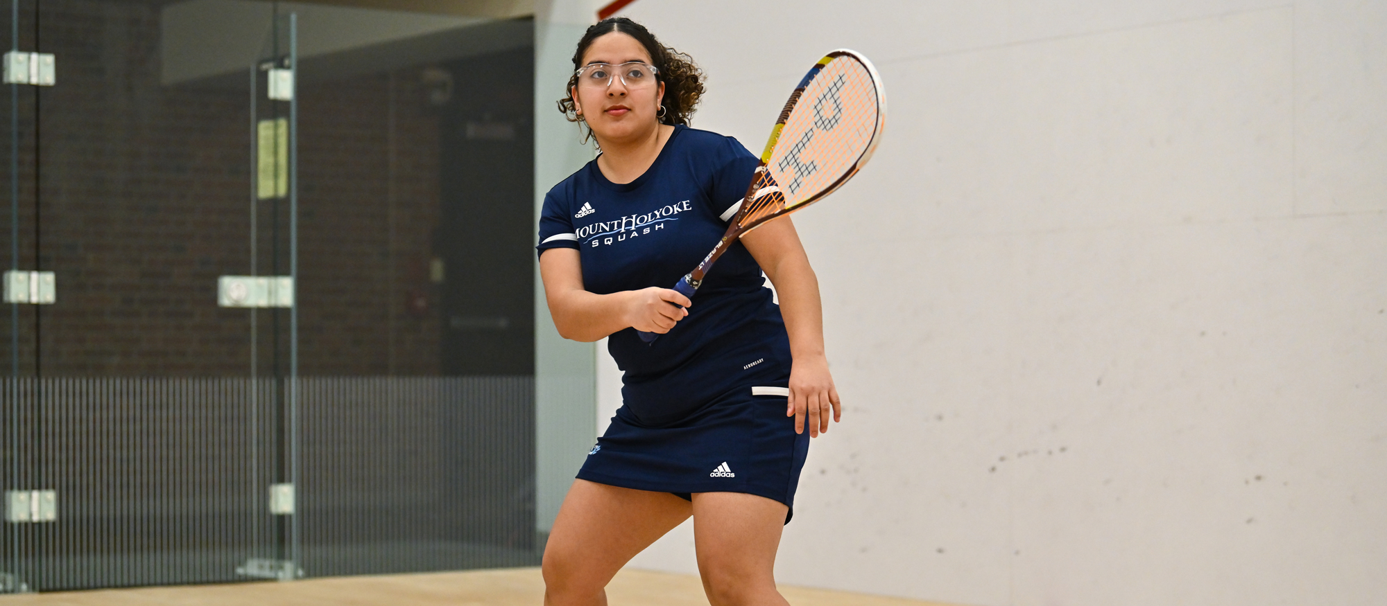 Sachary Rodriguez Robles fell 3-0 at the No. 1 position in the lineup for Mount Holyoke in a loss to Bates on Feb. 2, 2024 at MIT. (RJB Sports file photo)