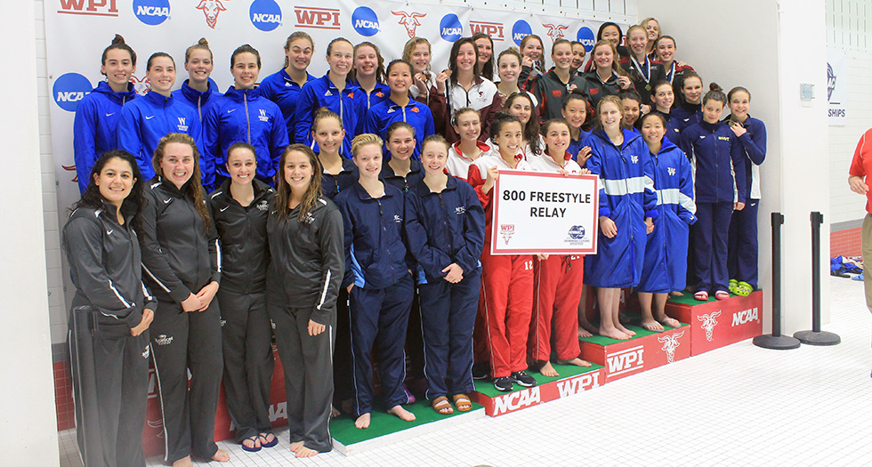 MHC's 800-free relay team of Burkett, Beckett, Berry & Ratzlaff (front row, fifth from the left)