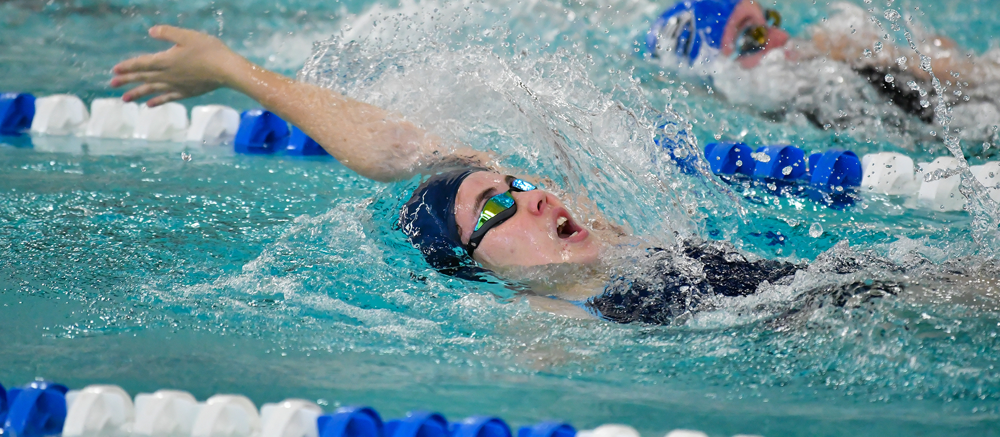 Anais Magner placed 12th in the 100-yard backstroke as Mount Holyoke took fifth place among seven teams at the Don Richards Invitational at RIT on Dec. 3, 2022. (RJB Sports file photo)