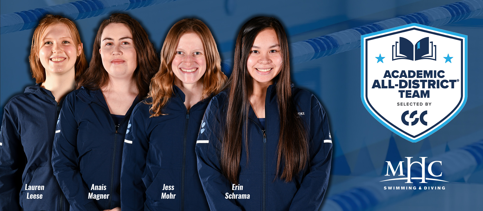 Swimming and diving team places four student-athletes on CSC Academic All-District Team